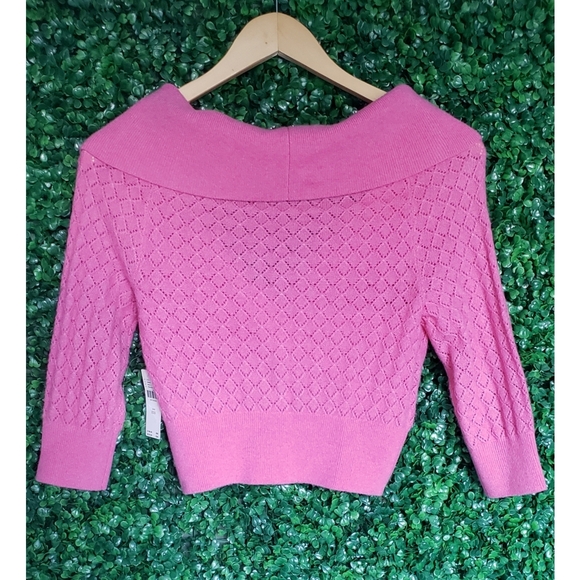 41. Anthropologie Maeve Cropped Off-The-Shoulder Cashmere Sweater - Picture 4 of 8